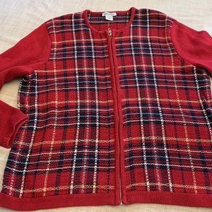Fill zip plaid cardigan